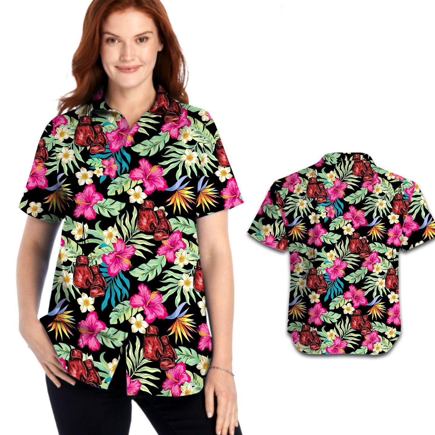 Boxing Hibiscus Women Hawaiian Shirt For Sport Lovers In Summer