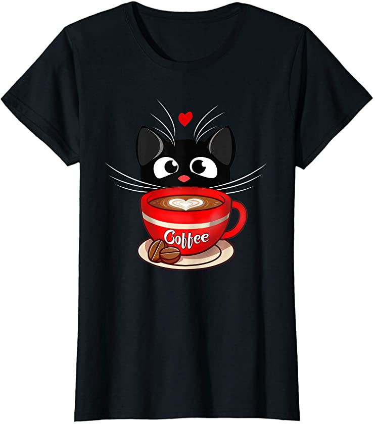 Coffee Cat Mom Mug caffeine Cute Kitten Coffee Lover gift T-Shirt