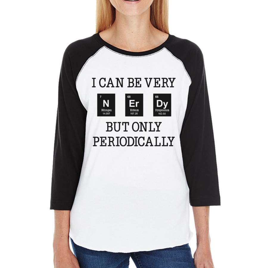 Nerdy Periodically Womens Black And White Baseball Shirt