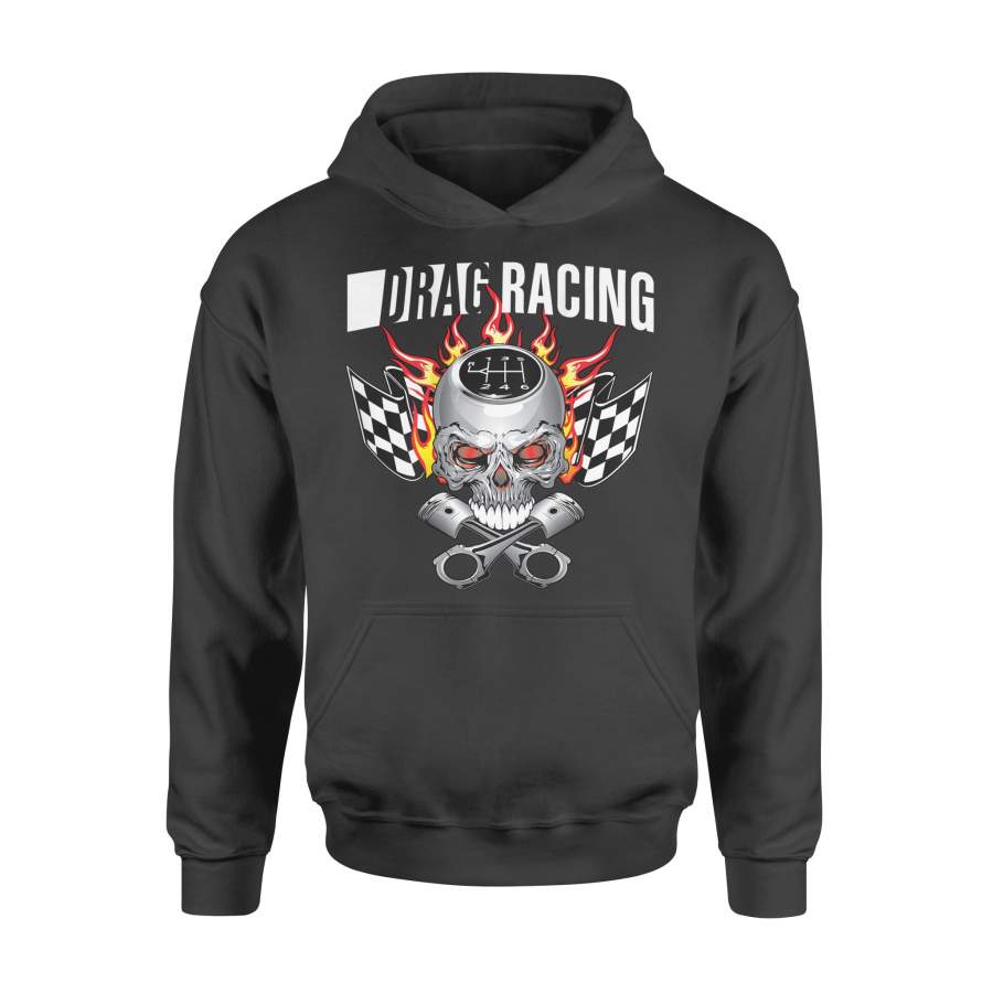 Drag Racing Skull Car Racing T-Shirt – Standard Hoodie