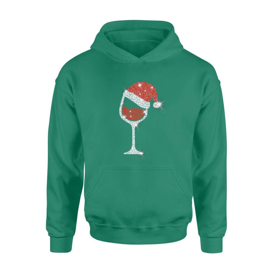 Diamond Wine Glasses Santa Hat Christmas Hoodie