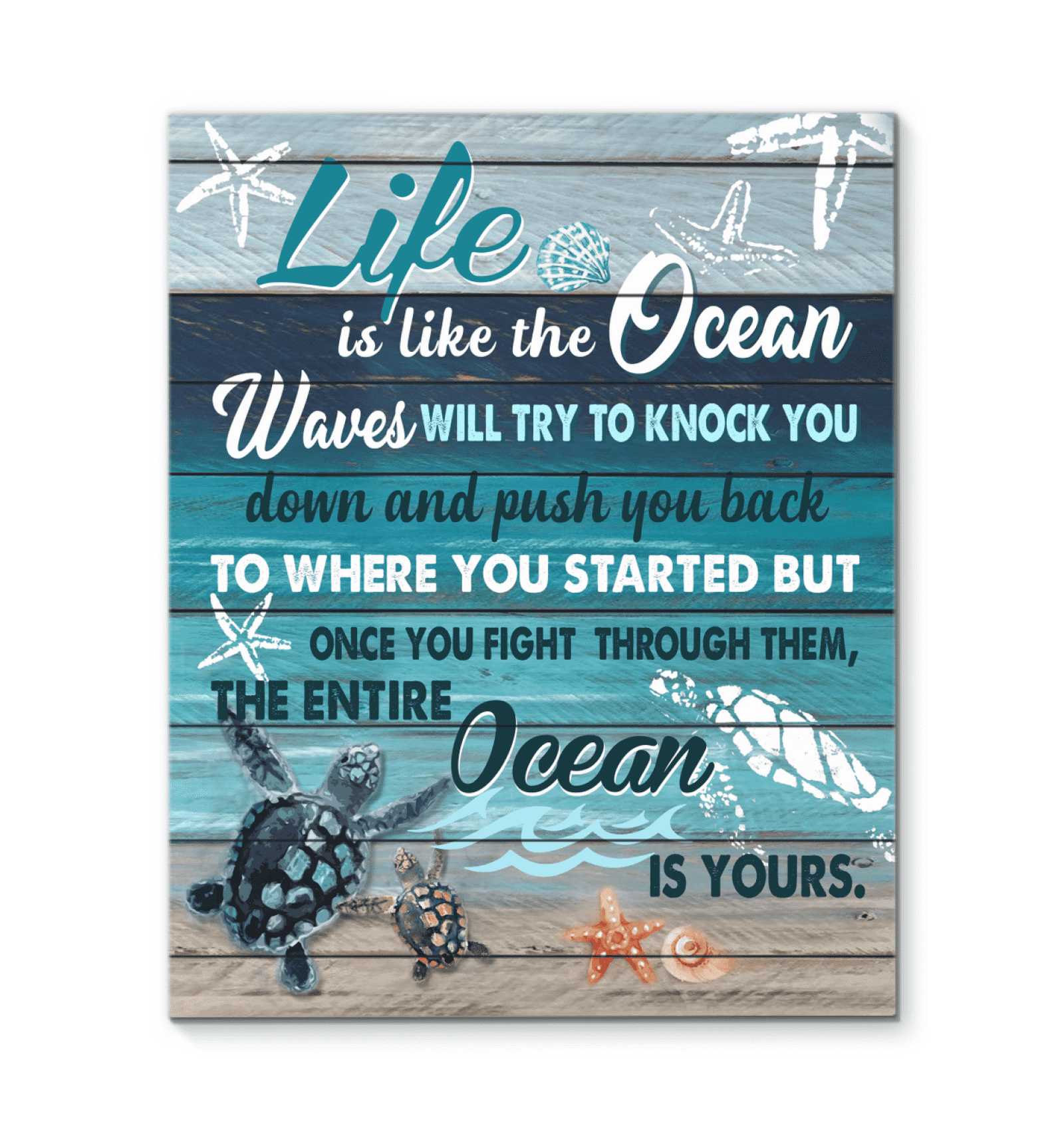 Canvas – Turtle – Life Is The Ocean Gift For Family, Wall Art Decor, Canvas Print, Home Decor