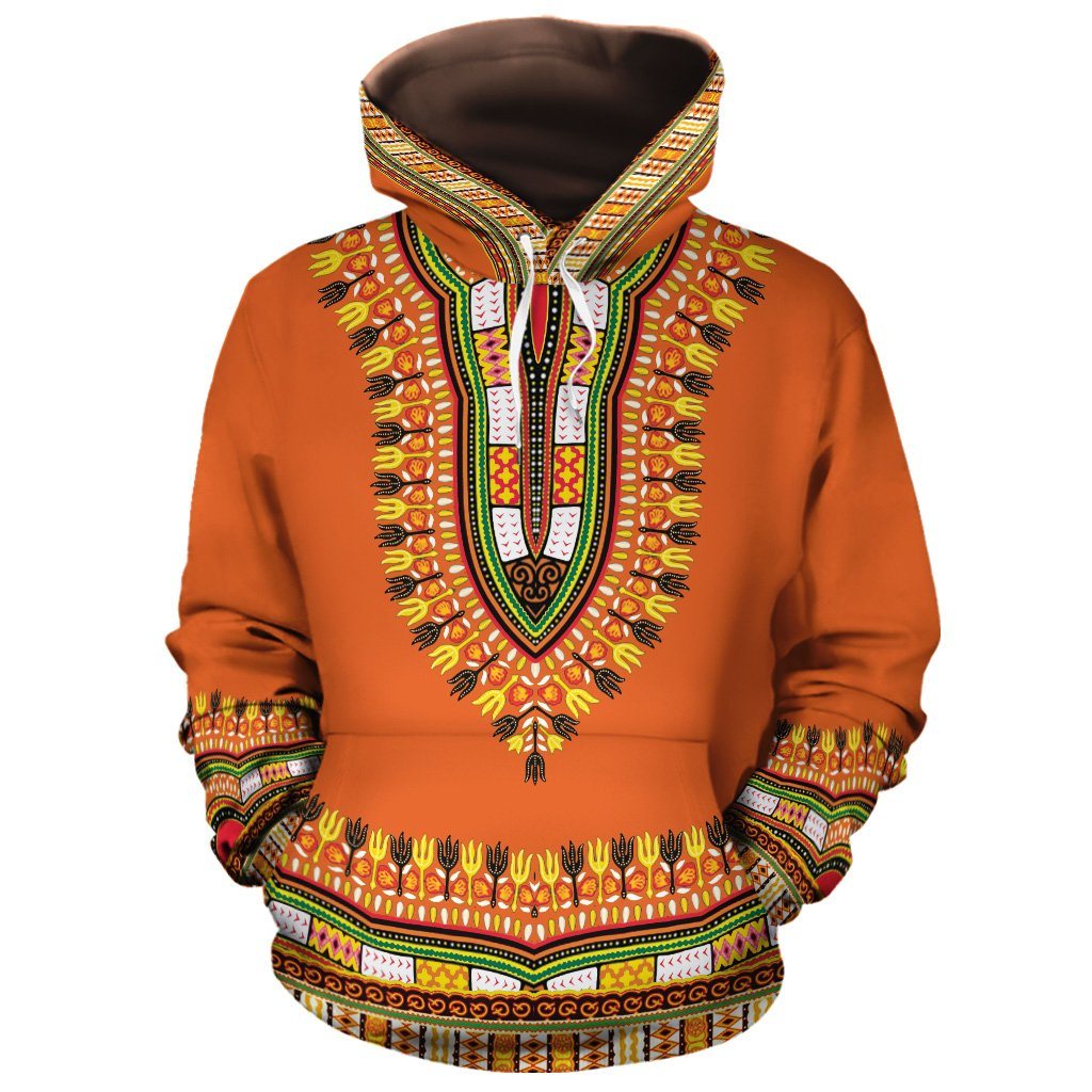 Printed Dashiki In Orange All-Over Hoodie