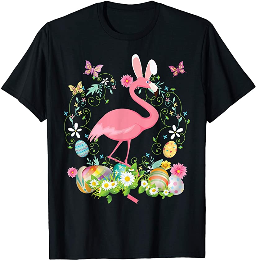 Bunny Flamingo Happy Easter Day Lover Egg Hunt Lovely Cute T-Shirt