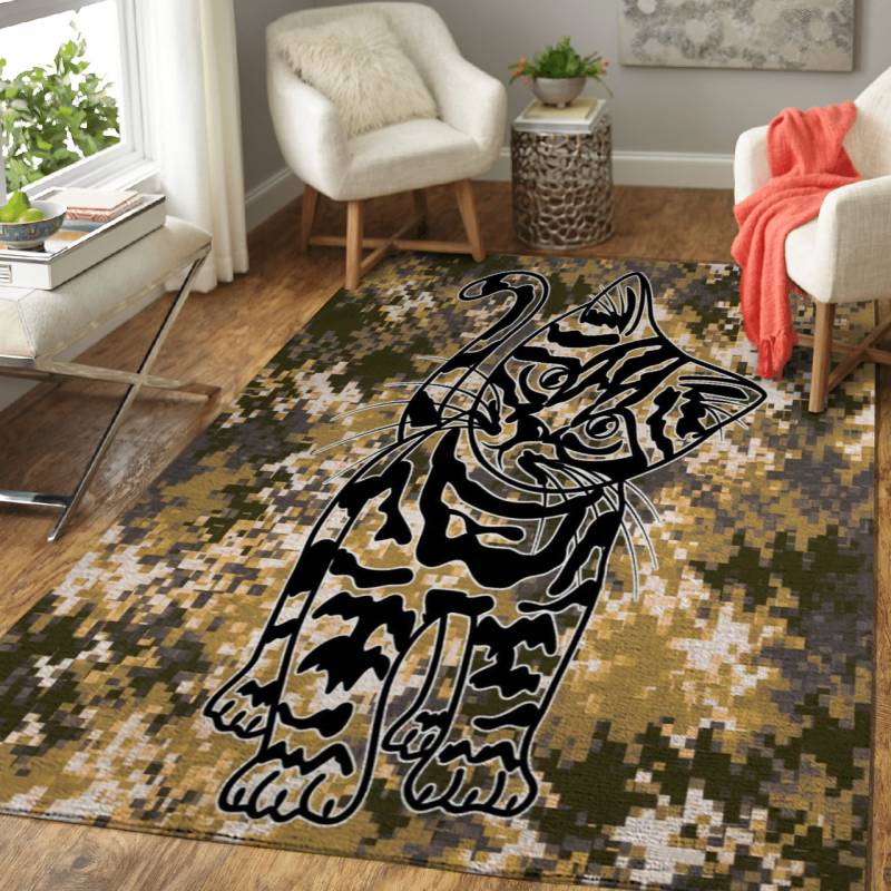 Camouflage Kitten Cat – Animals Area Rug Carpet