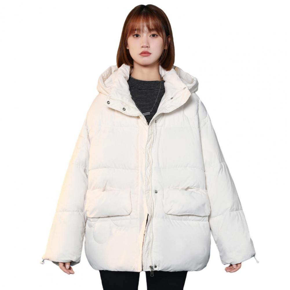 Winter Down Coat Stuffed Long Sleeves Solid Color Hooded Cardigan Keep Warm Zipper Thicken Casual Lady Winter Jacket for Outdoor alx