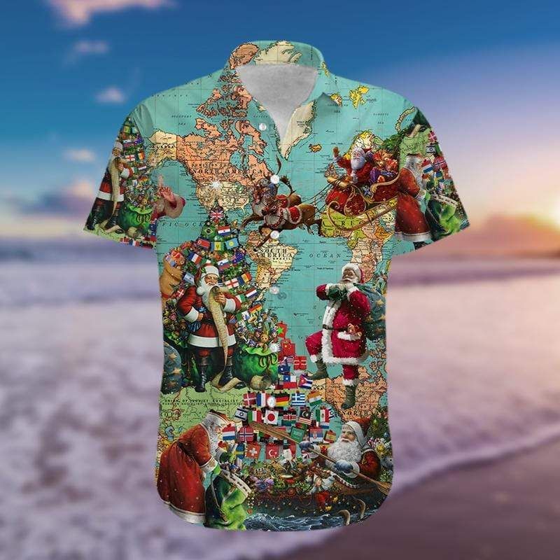 Santa Claus Around The World Hawaii Aloha Shirts Ha3641