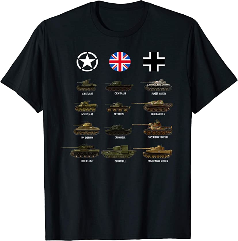 WW2 Tanks Sherman Hellcat Panzer Tiger Panther for Tank fans T-Shirt