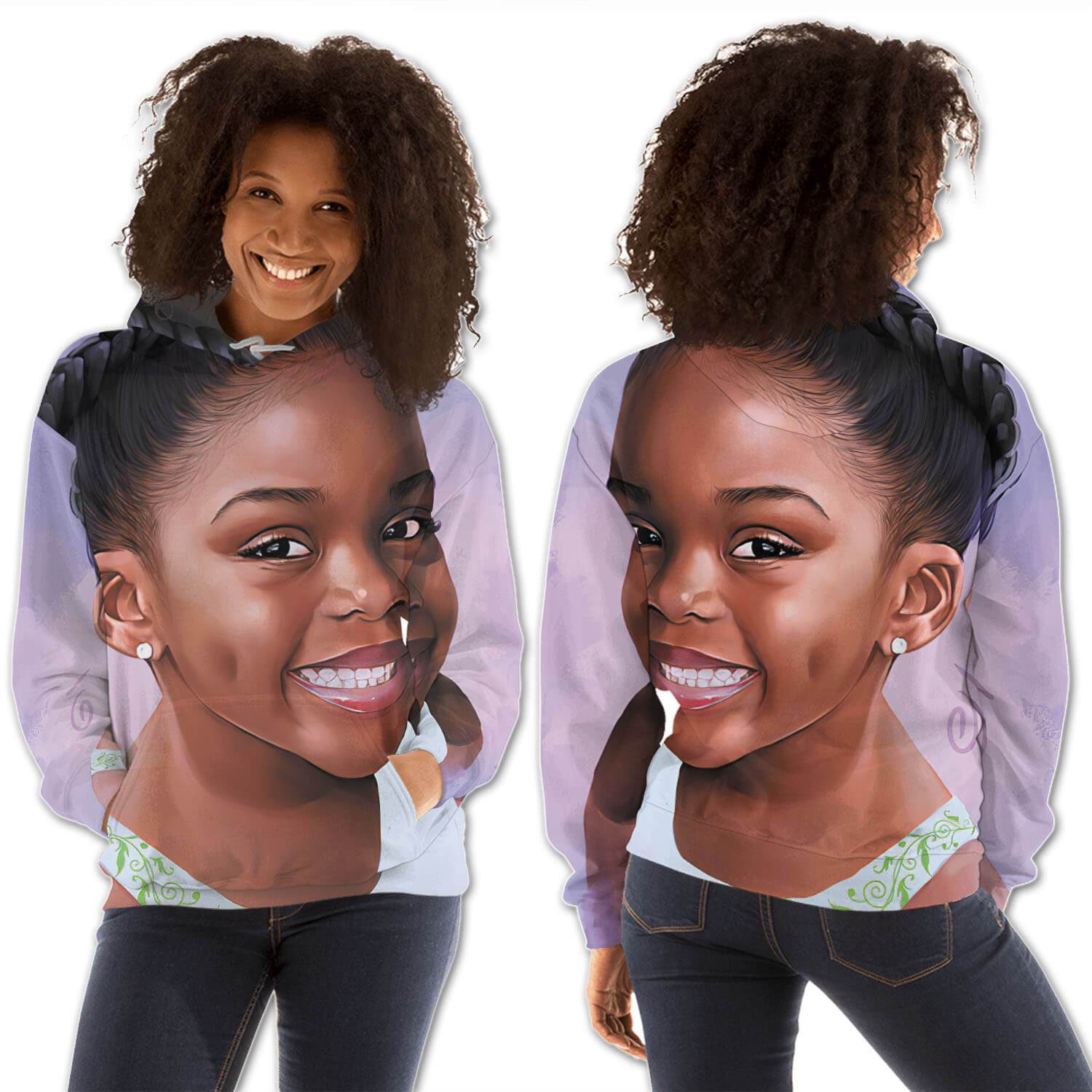 African American Hoodies Beautiful Melanin Poppin Girl All Over Print Womens Hooded Sweatshirt African Print Styles BPS55083