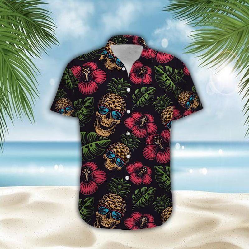 Pineapple Skull Hibiscus Hawaii Shirt For Men Women Adult Ha95947