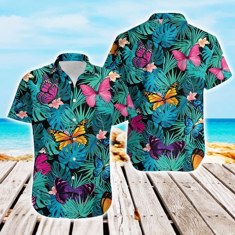 Butterfly Summer Vibe Tropical Hawaii Aloha Shirts Dh Ha15804