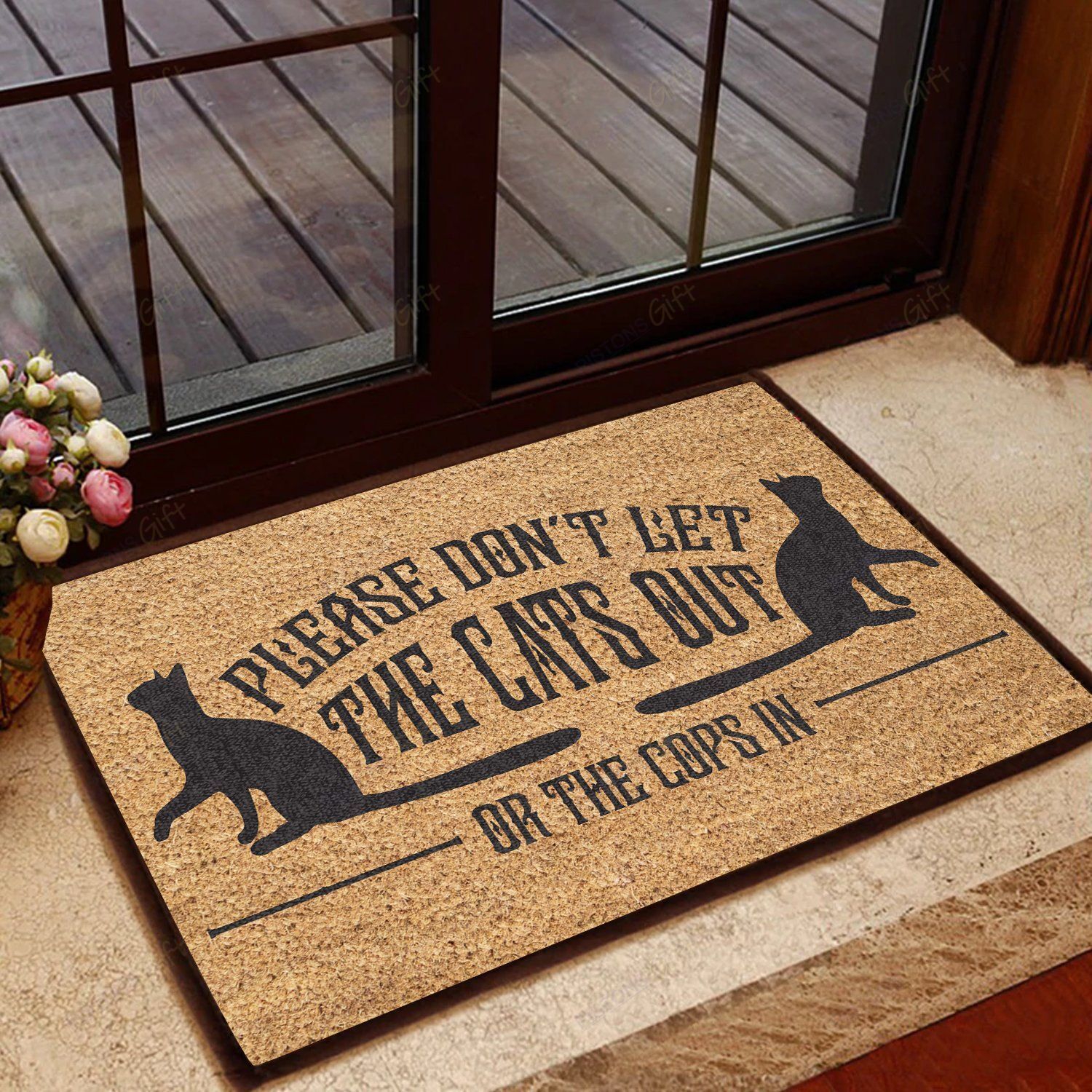 Please Don’t Let The Cats Out All Over Printing Doormat