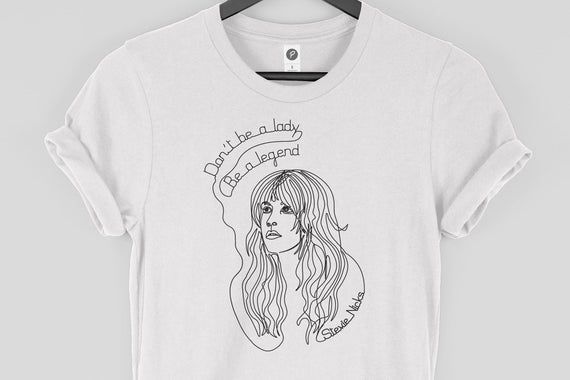 Stevie Nicks Shirt Organic Cotton Graphic Shirt Lyrics Line Drawing White Unisex Shirt