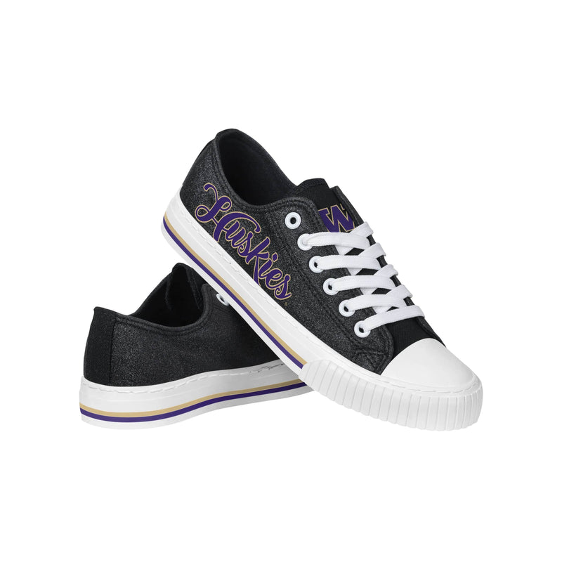 Washington Huskies NCAA Womens Color Glitter Low Top Canvas Shoes