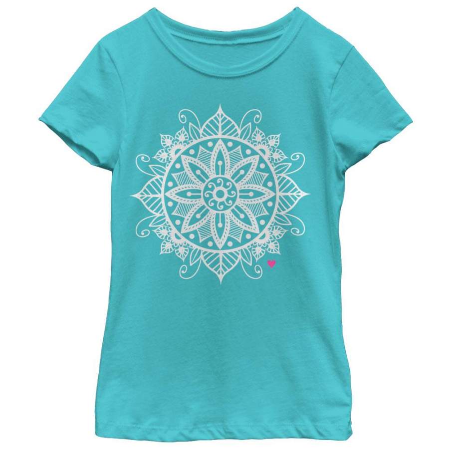 CHIN UP Girl’s Henna Flower  T Shirt Tahiti Blue S