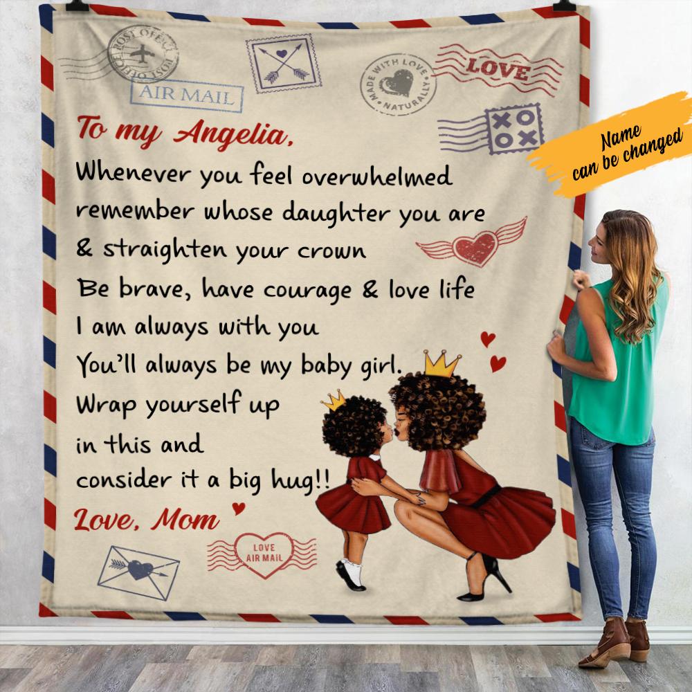 Personalized Bwa Mom Letter A Big Hug Fleece Blanket