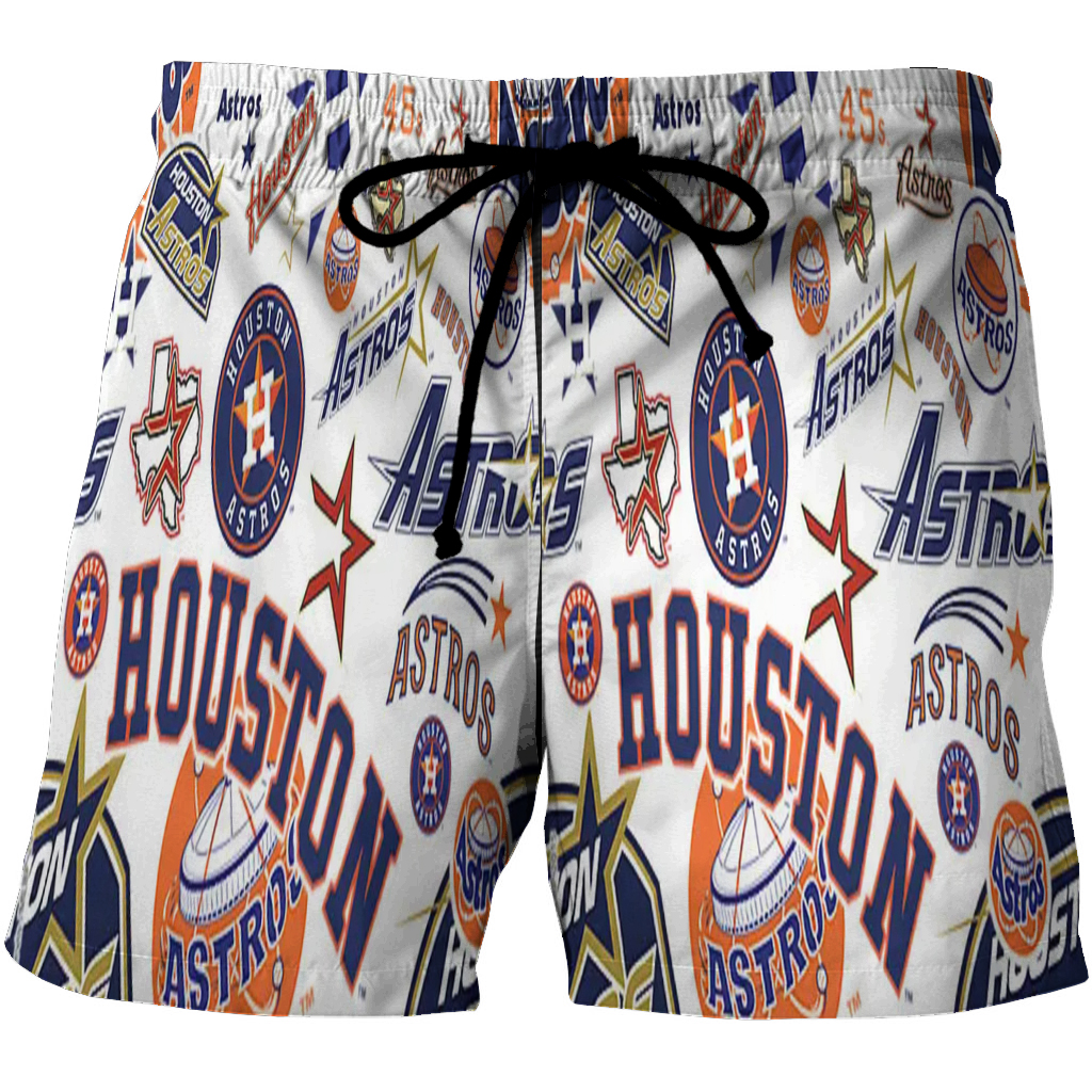 Houston Astros Emblem V4 3D All Over Print Summer Beach Hawaiian Short