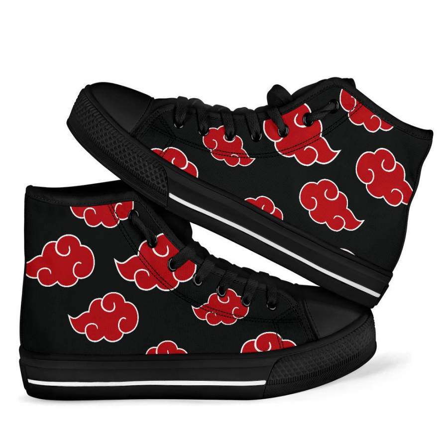 Akatsuki Naruto Custom Canvas Black High Top Shoes