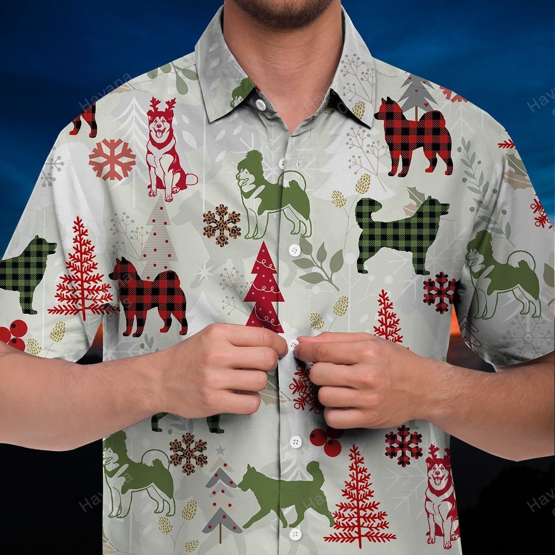 Alaskan Malamute Hawaiian Shirt Christmas Flannel