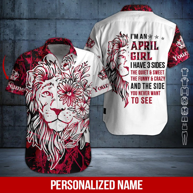 Lion April Girl Custom Name Hawaii Shirt For Men Women Ha89370