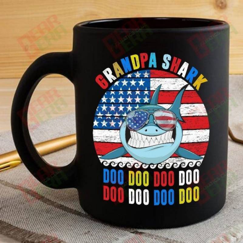 Vintage Retro Grandpa Shark Doo Doo Doo Coffee Mug Mens Custom Father’s Day Mother’s Day Gift Idea GE442