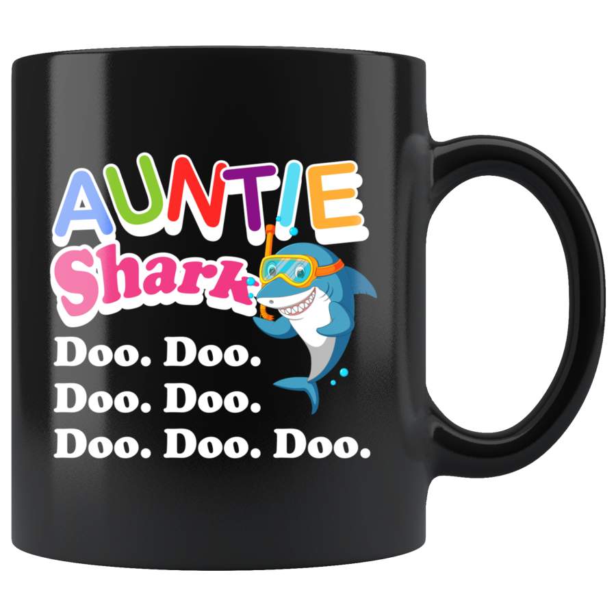 Auntie Shark Doo Doo Doo Doo 11oz Black Mug