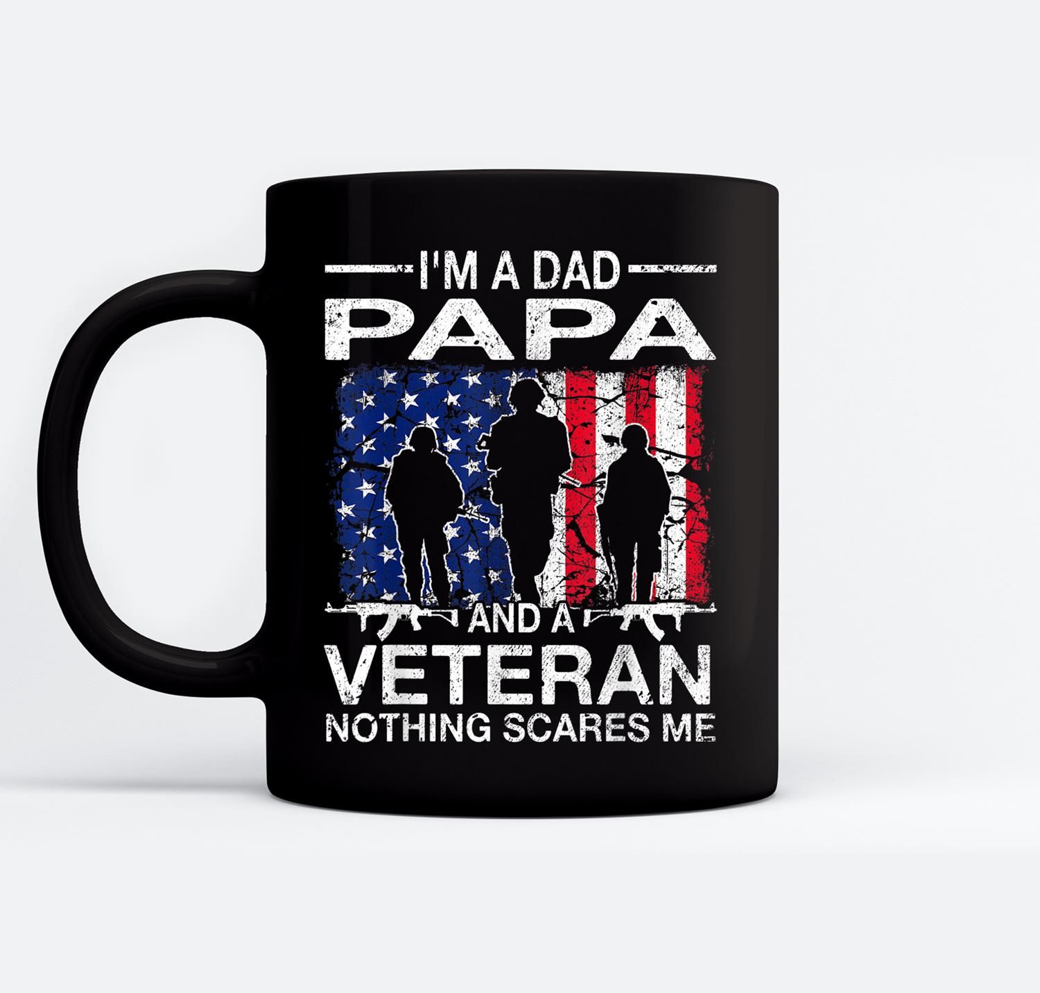 Mens I’M A Dad Papa And A Veteran For Dad Father’S Day Ceramic Coffee Black Mugs