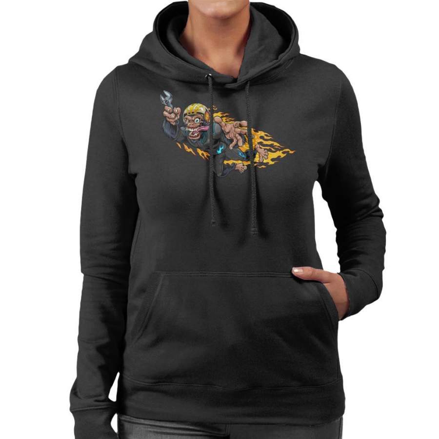 Stuntman Monkey Racer Women’s Hooded Sweatshirt