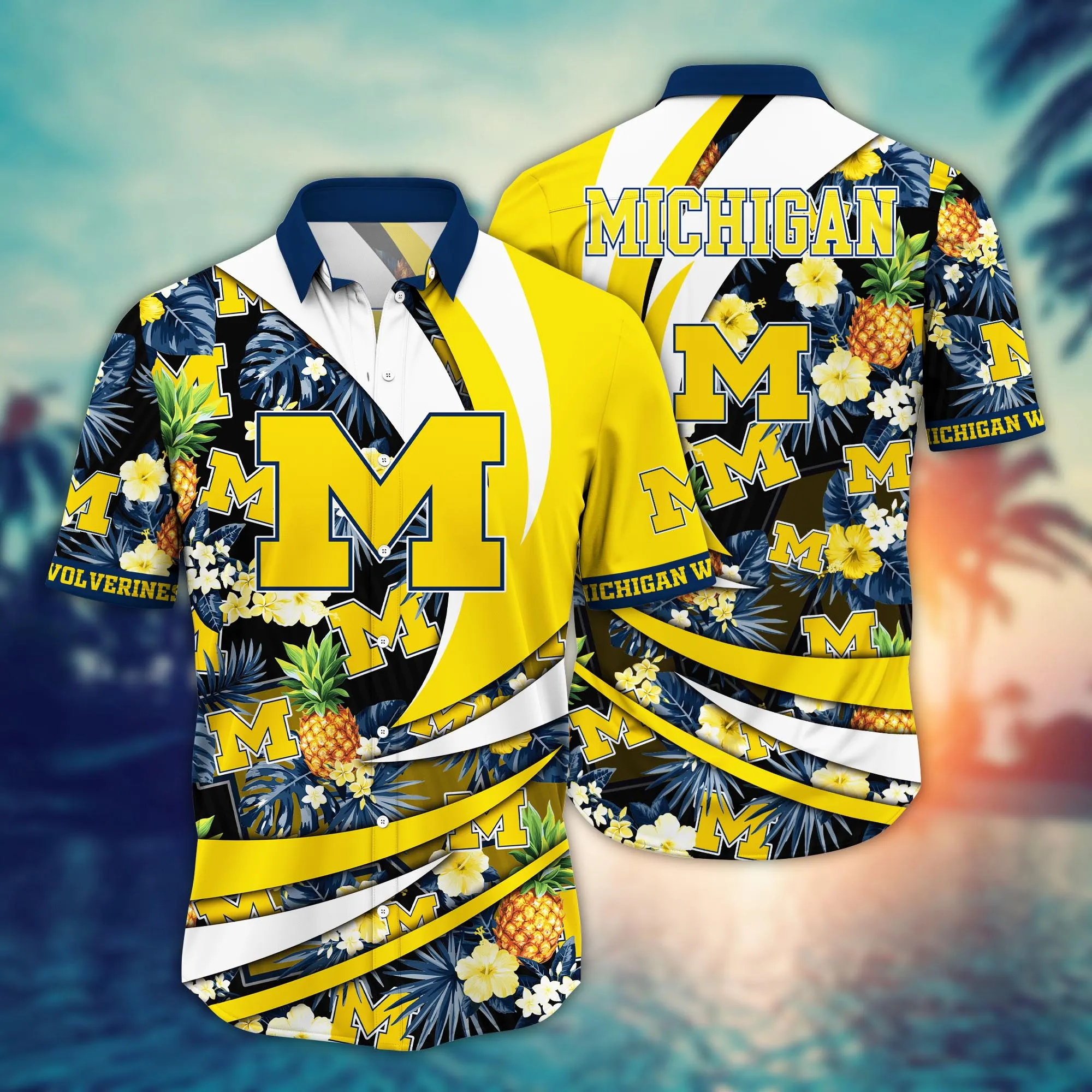 Michigan Wolverines NCCA Hawaiian Shirt Sunbathe Aloha Shirt