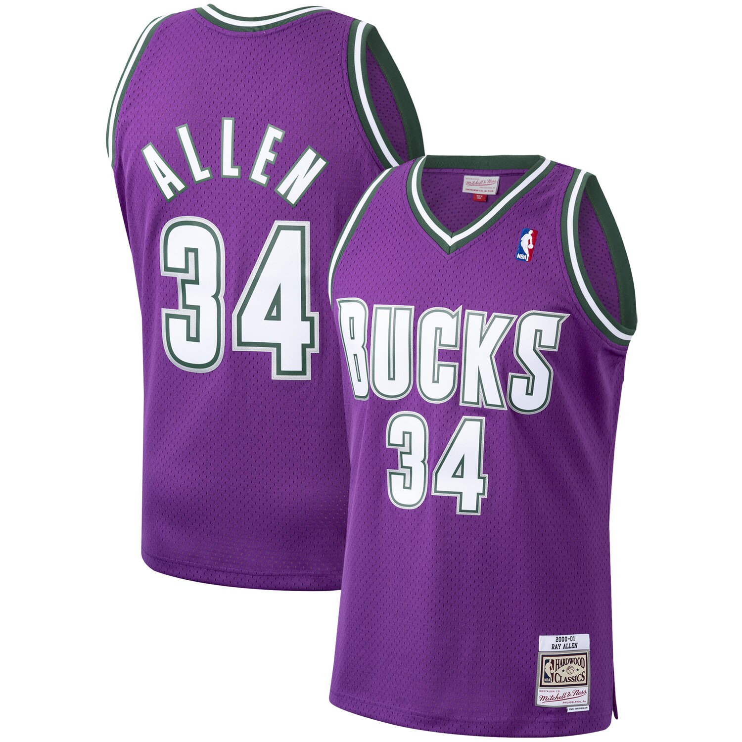 Ray Allen Milwaukee Bucks Mitchell & Ness 2000/01 Hardwood Classics Swingman Jersey – Purple