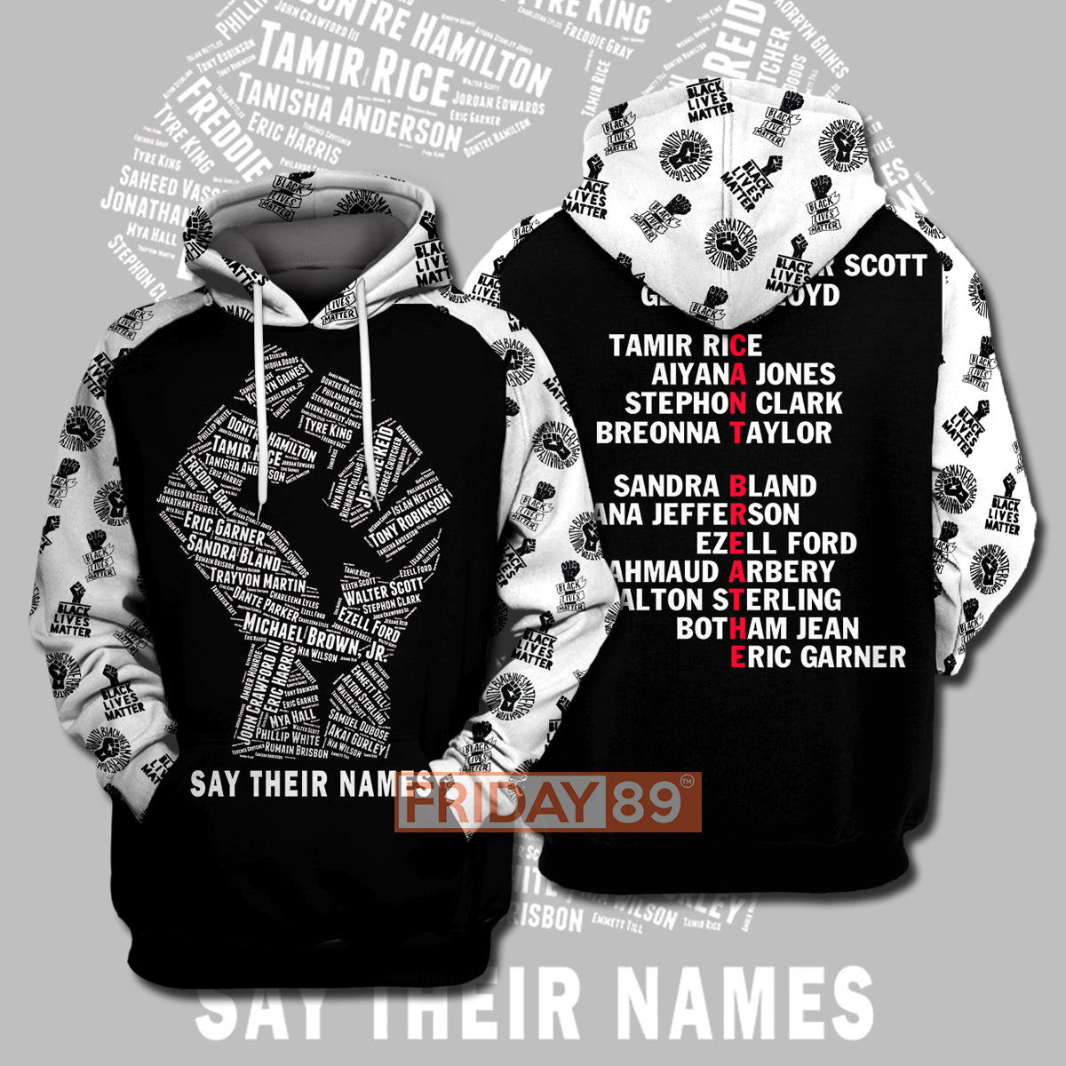 Blm T-Shirt Say Their Names Black Lives Matter Hoodie Blm Hoodie T-Shirt Unisex Adult