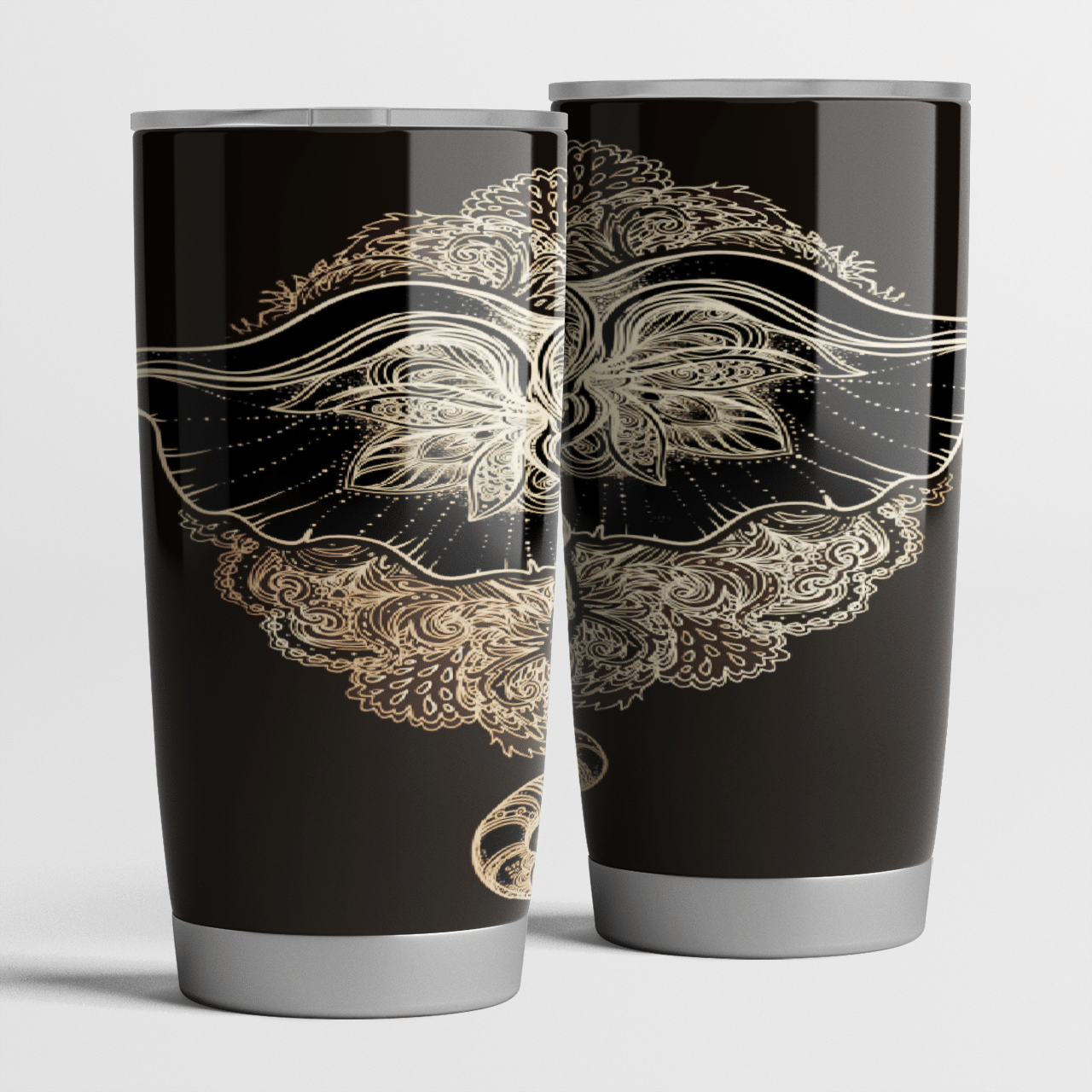 Golden Boho Elephant Personalized Stainless Steel Tumbler Customize Name, Text, Number 20Oz