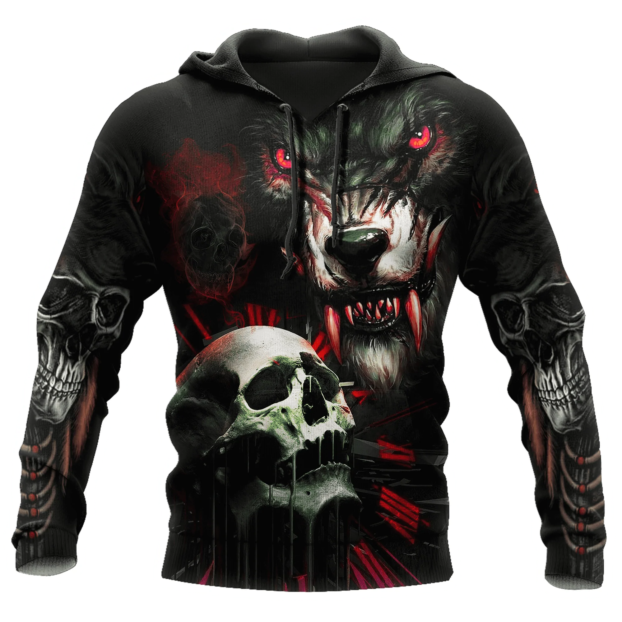 Dark Wolf Skull 3D All Over Print Hoodie, Men’S Skull Hoodie, Hoodie For Skull Lovers