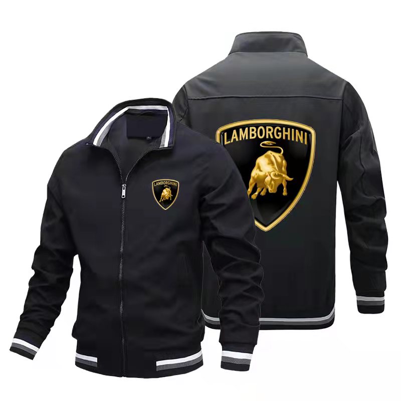 2022 New Menswear Spring/Fall Cardigan Zipper Jacket LAMBORGHINI Printed Solid Color Motorcycle Racing Jacket alx