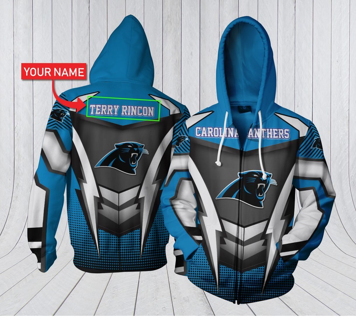 HA3D07CT085 Carolina Panthers 3D Clothing Personalized