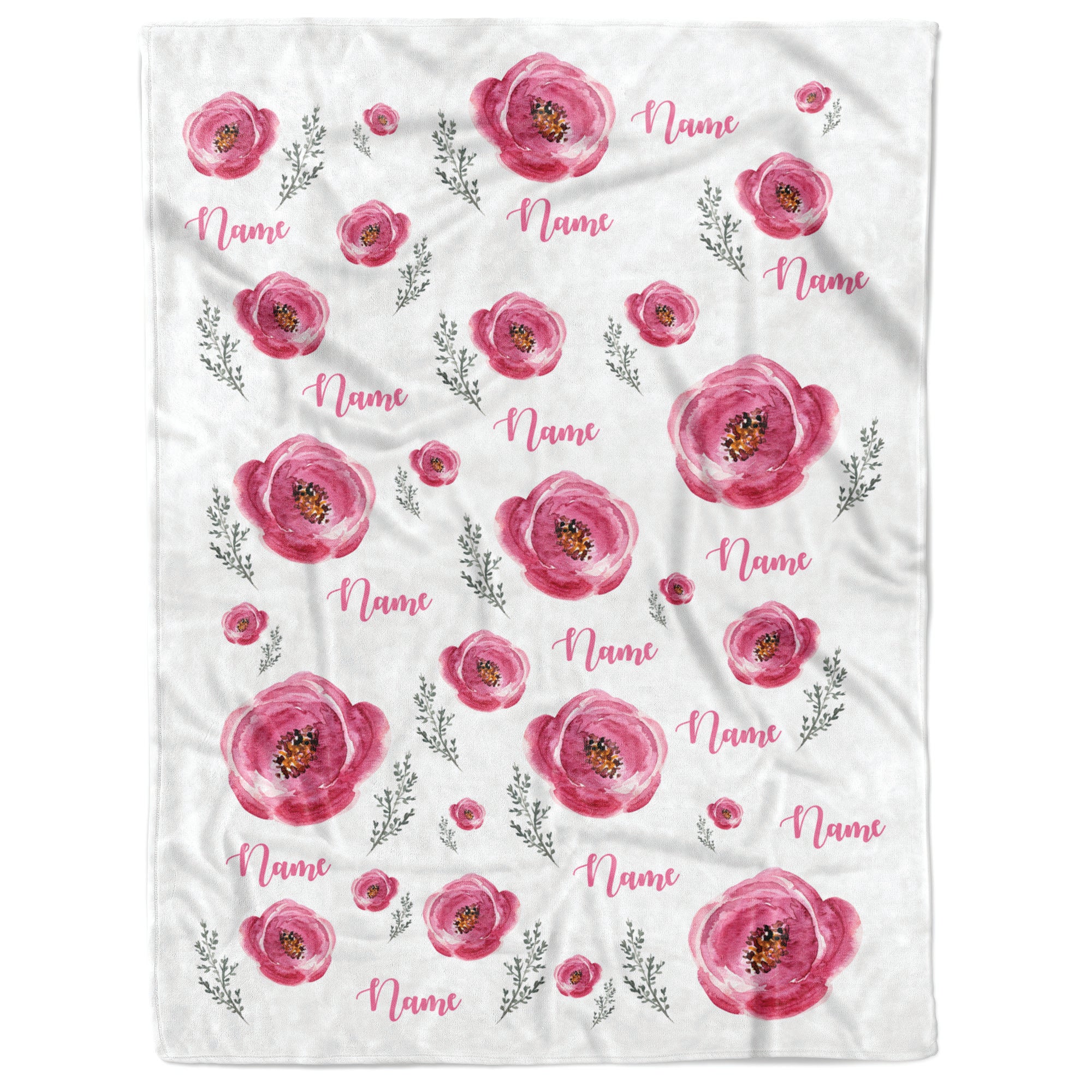 Custom Name Floral Blanket