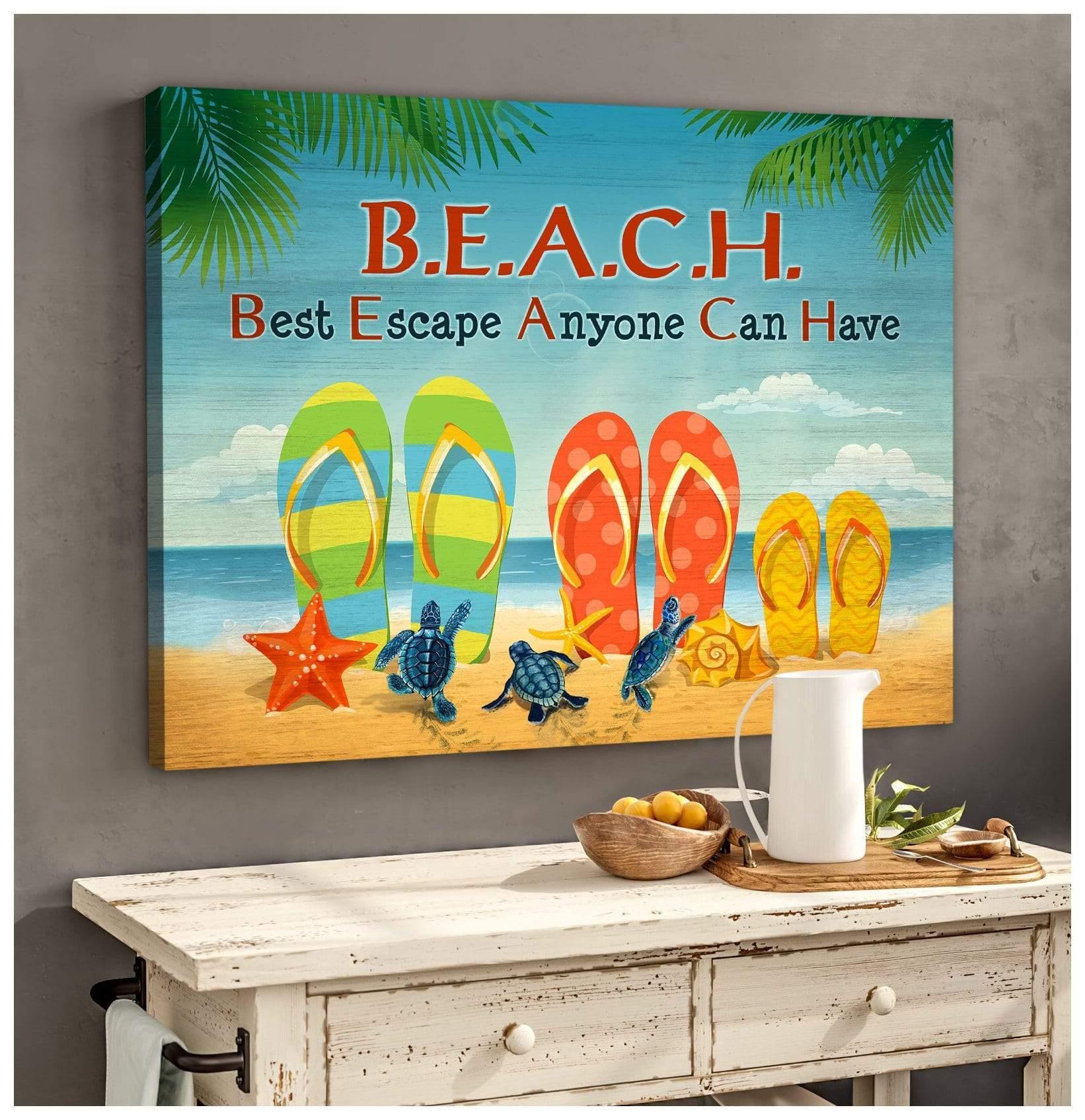 Beach Best Escape Anyone Can Have Premium Wall Art Canvas Decor