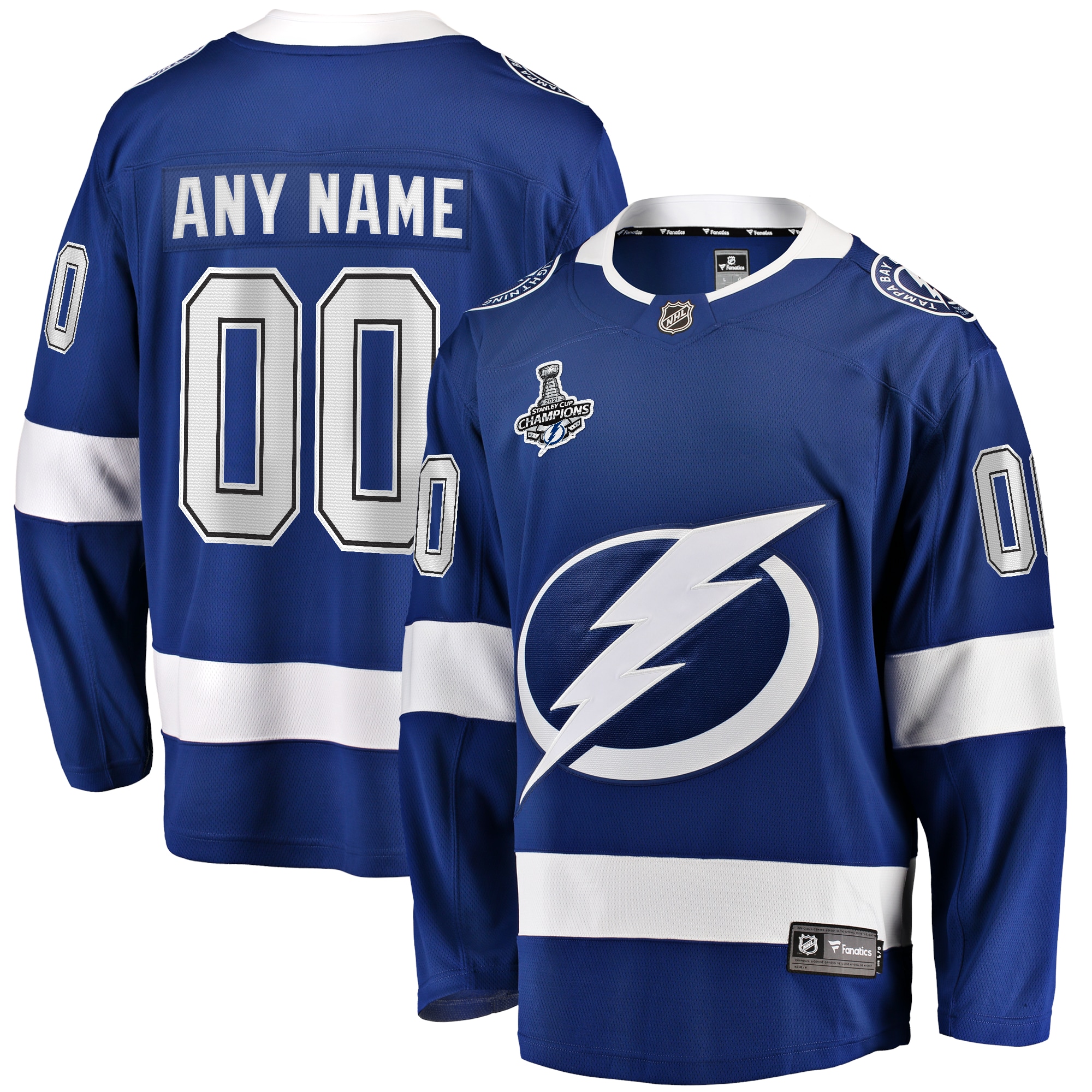 Men's Tampa Bay Lightning Blue 2021 Stanley Cup Champions Home Breakaway Custom Jersey