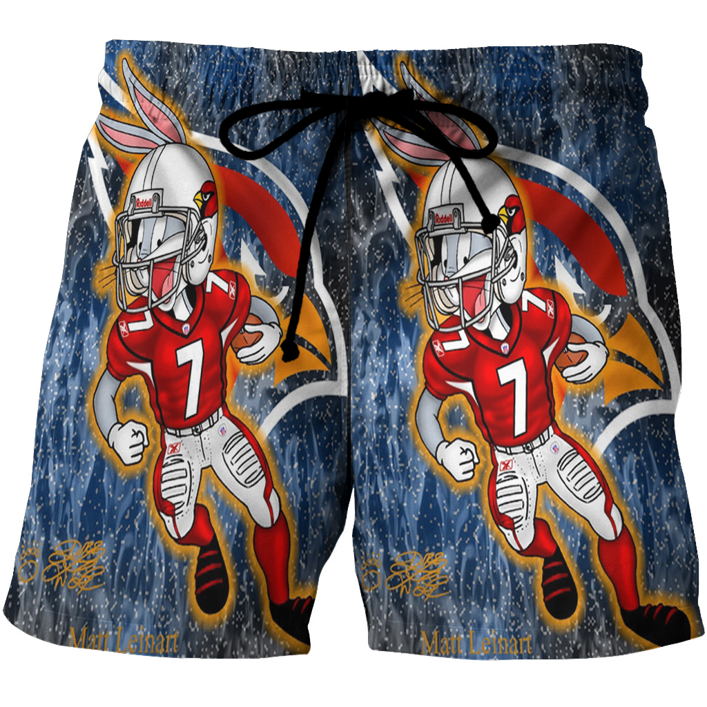 Arizona Cardinals Bugs Bunny Matt Leinart 7 3D All Over Print Summer Beach Hawaiian Short