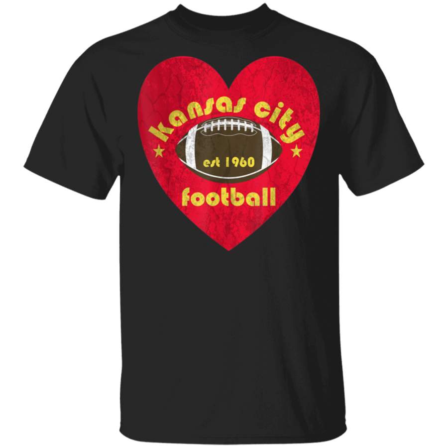 I Love Kansas City Football Heart  Vintage Distressed TShirt