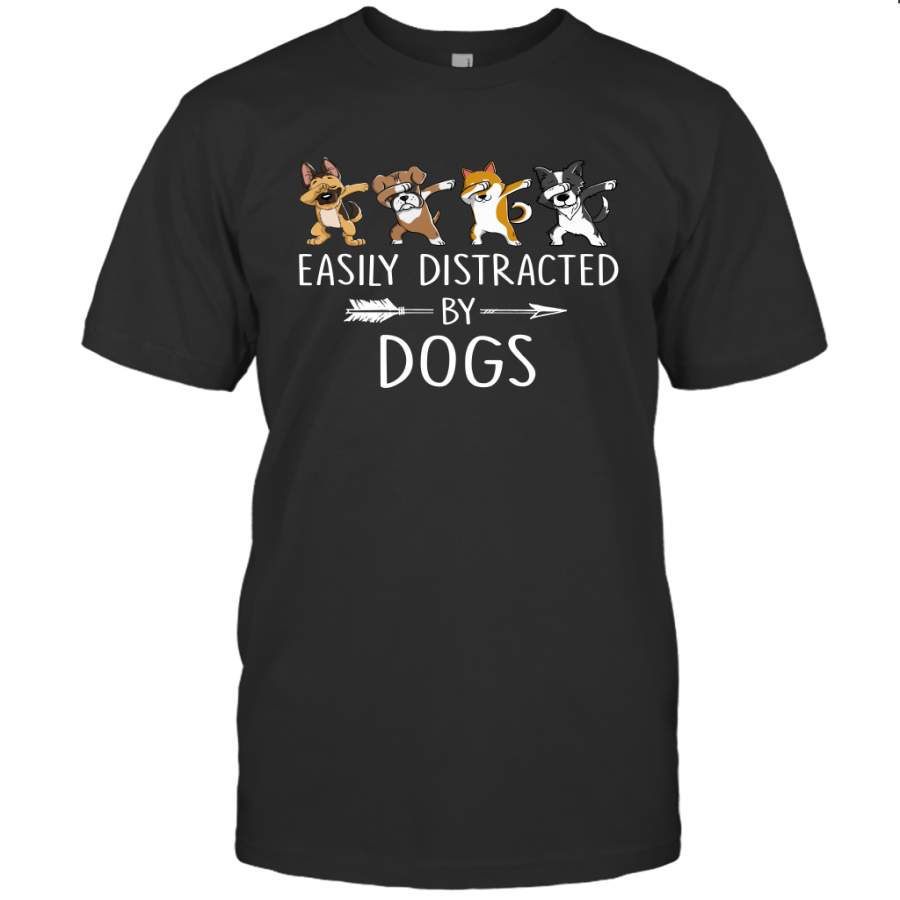 Easily Distracted By Dogs Puppy Lover Funny Dabbing Dog T shirt