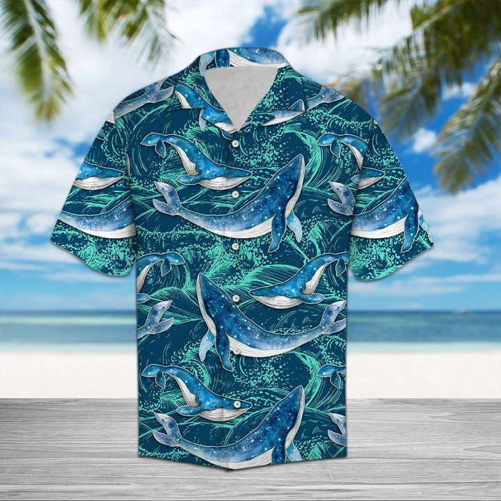 Whale Waves Hawaiian Shirt Summer Button Up For Men, Women, Couple