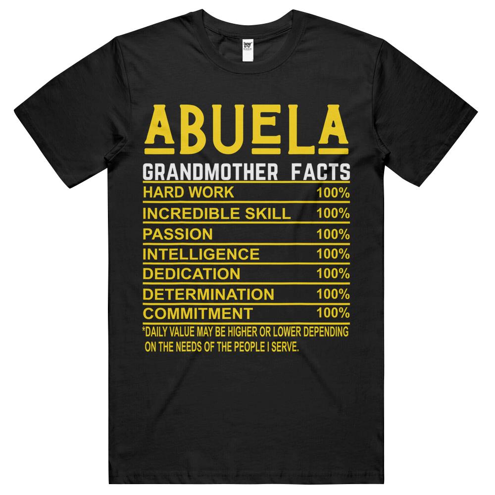 Nutritional Facts Shirt, Nutrition Facts T Shirt, Abuela Grandmother Facts Funny Nutritional Fact T Shirts