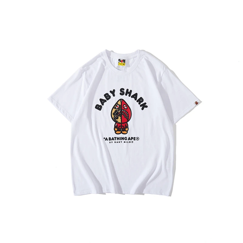 Bape T Shirt Spring/Summer Red Shark Pattern T-Shirt Short Sleeve