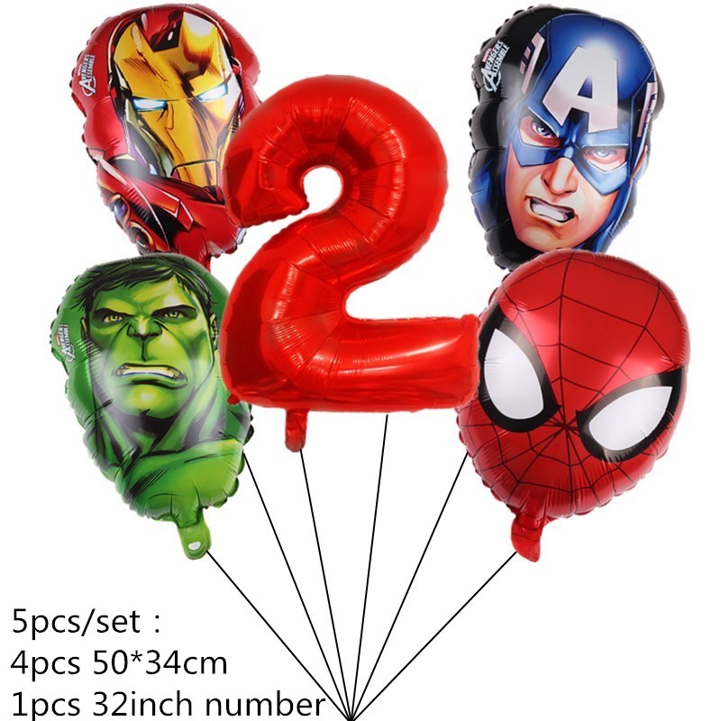 1Set Super Hero Balloons Iron Man Hulk Spiderman Balloon Set Birthday Banner Cake Topper Hero Theme Party Decoration Supplies alx