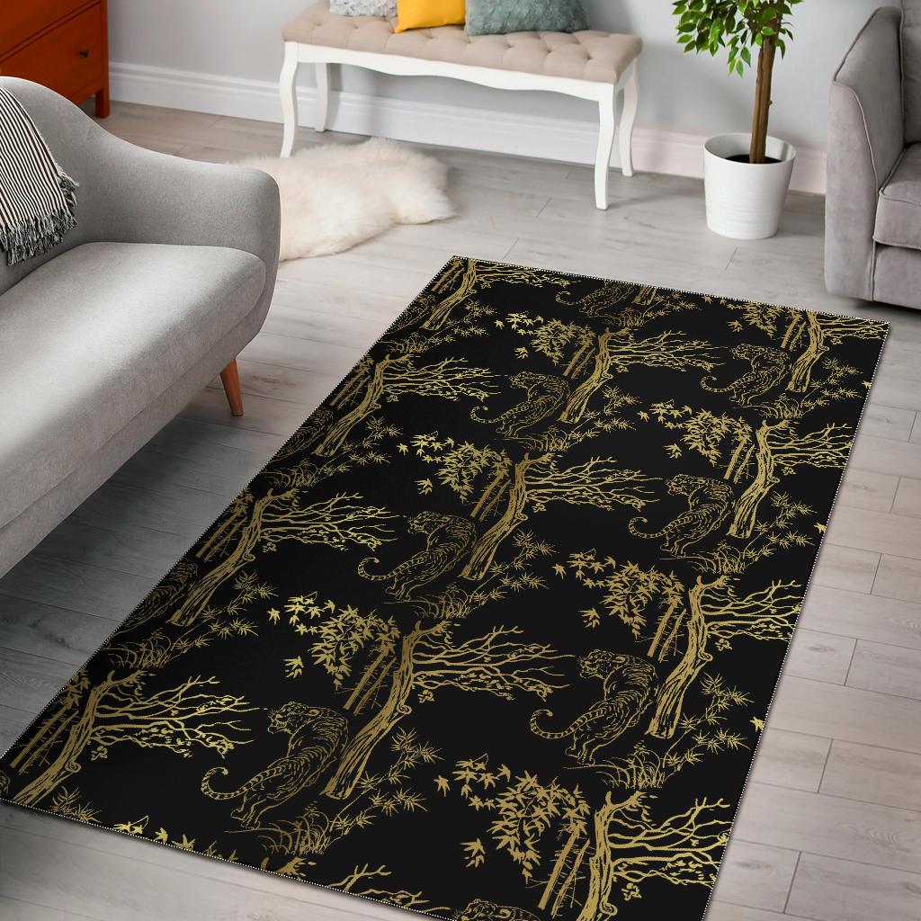 Bengal Tiger and Tree Pattern Area Rug