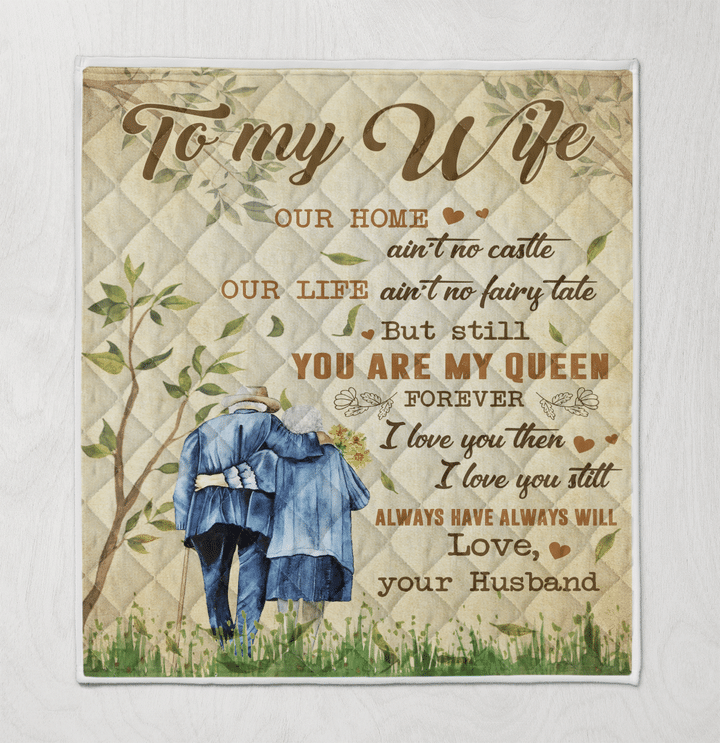 To My Wife Our Home Ain’T No Castte Blanket Gift For Wife From Husband Couple Valentine’S Gift Birthday Gift Home Decor Bedding Couch Sofa Soft And Comfy Cozy