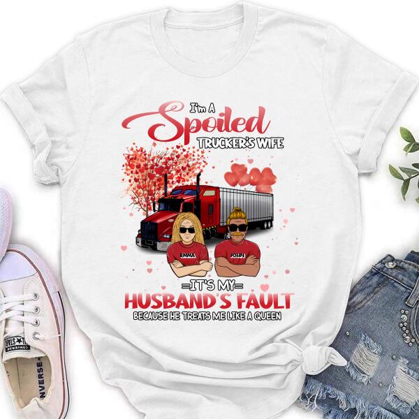 Custom Personalized Trucker Shirt – Gift Idea For Trucker/Couple – I’M A Spoiled Trucker’S Wife