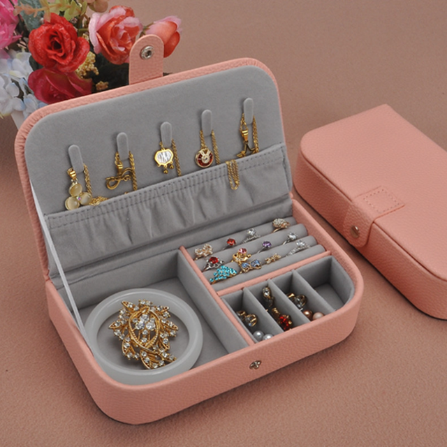 ZLALHAJA Travel Jewelry Box Leather Portable Organizer Display Storage Boxes Necklace Earrings Rings Jewelry Cases Gift alx