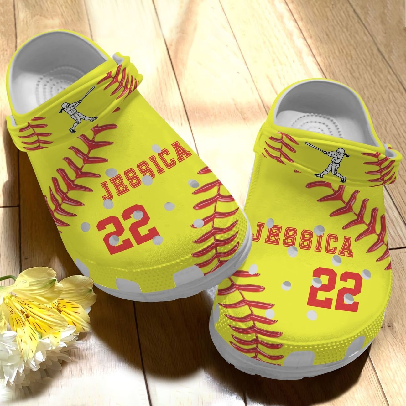 Softball Personalize Clog, Custom Name, Text, Fashion Style For Women, Men, Kid, Print 3D Whitesole Simple